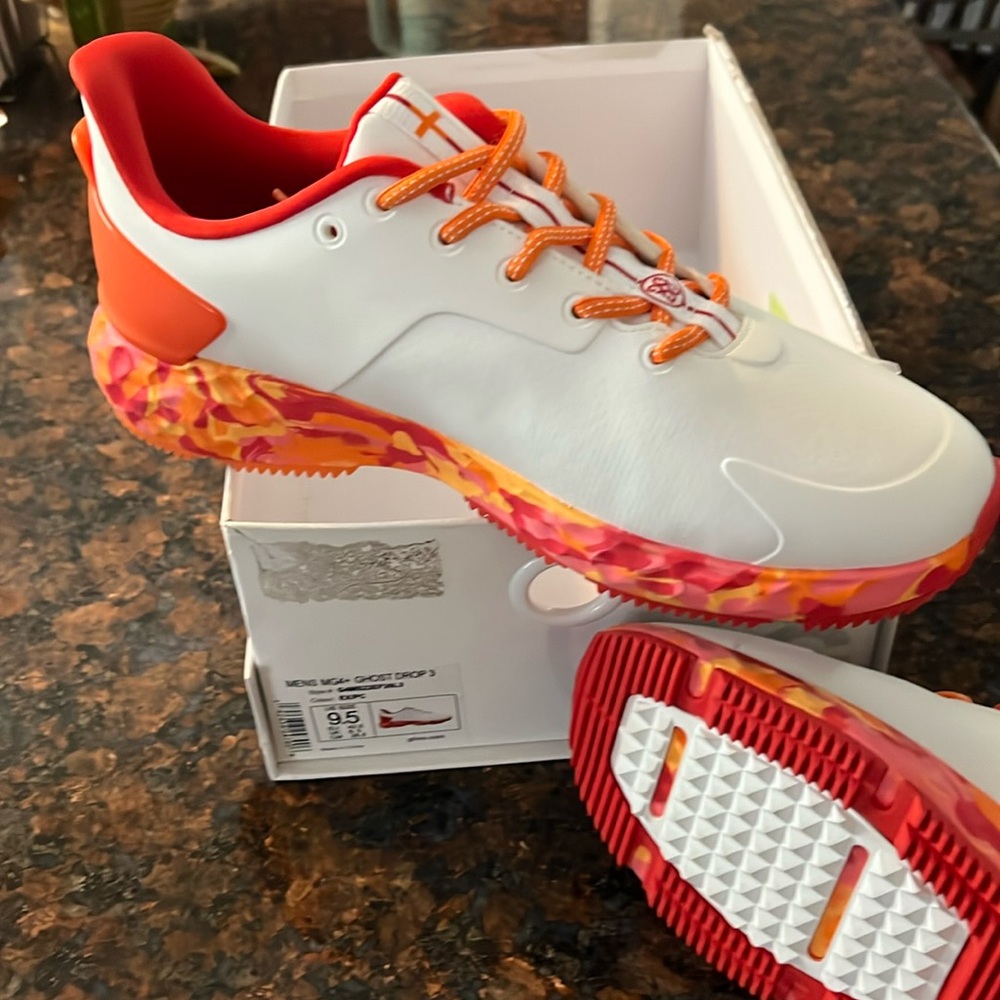G/Fore MG4+ Ghost Drop 3 Limited White Orange Golf Shoes G4MS22EF26L3 Men's 9.5